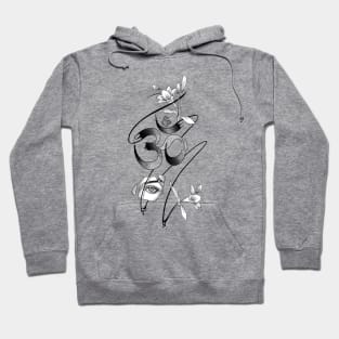 Aum symbol of Hinduism. Om Design, Mystical Sign with Flowers. Hoodie